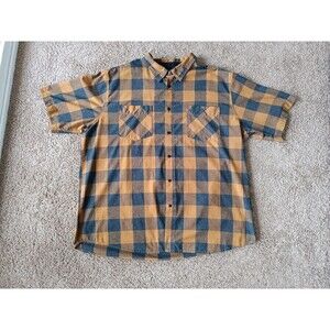 Black Jack Flannel Shirt Men's Size 4XL Brown Plaid Button Down Short Sleeve